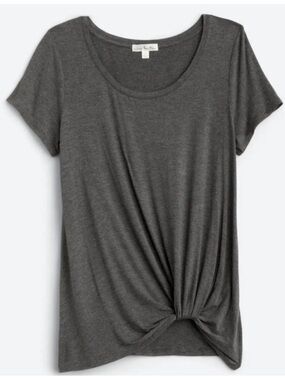 Nine Britton Levie Sleeveless Knot Knit Top Dark Grey Gray Shirt Sleeve XS P ALO